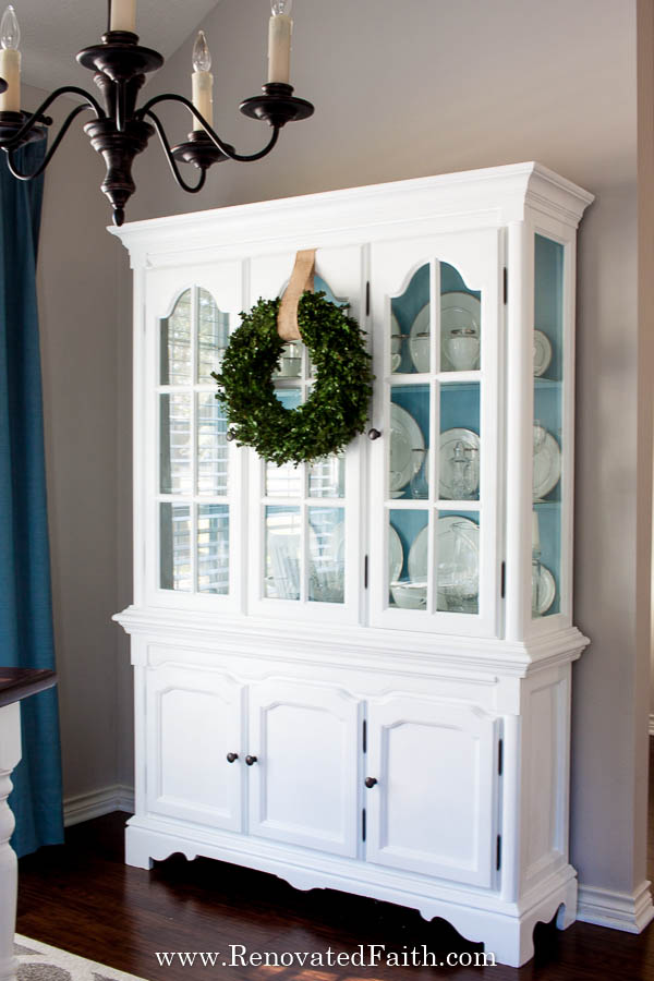 steps to update a china cabinet makeover in white