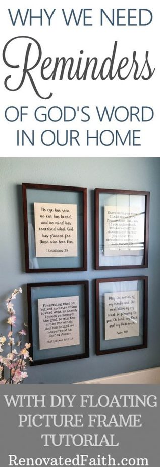 DIY Floating Picture Frames - Why We Need Reminders of God's Word In Our Home #floatingframes #diywallart
