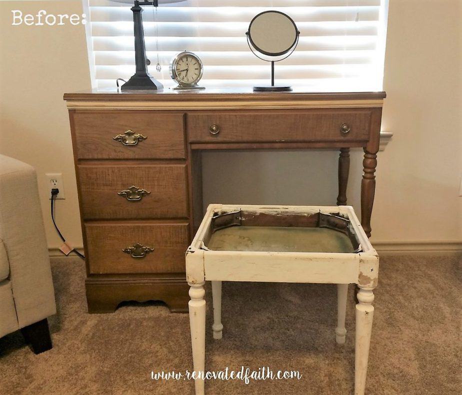 DIY Vintage Door Vanity Desk for a Teen