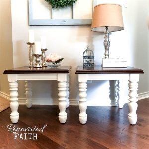 two end tables with lamp and candles