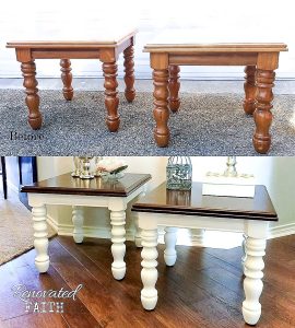 before and after of side tables
