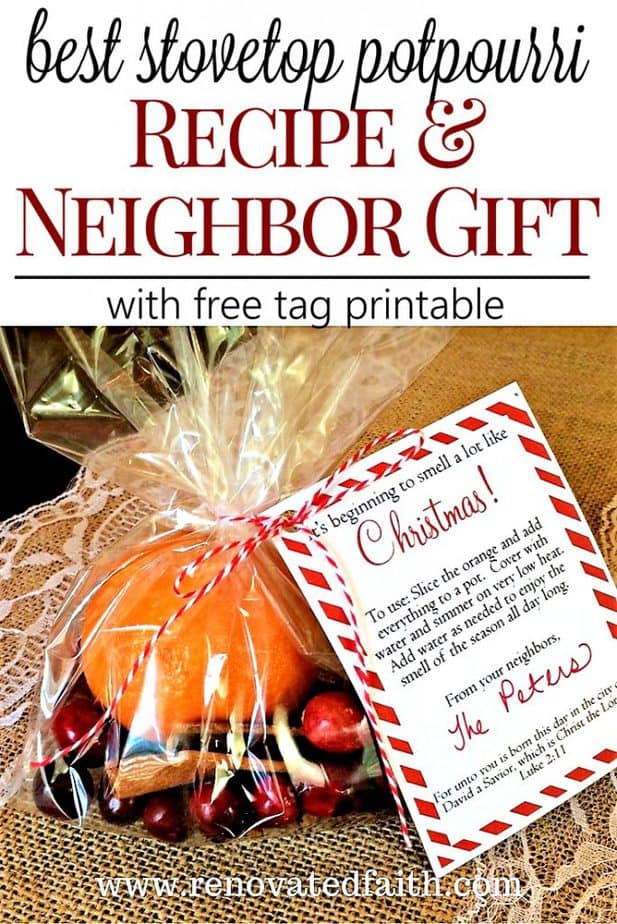 Christmas simmer pot neighbor gift (with free printable tags