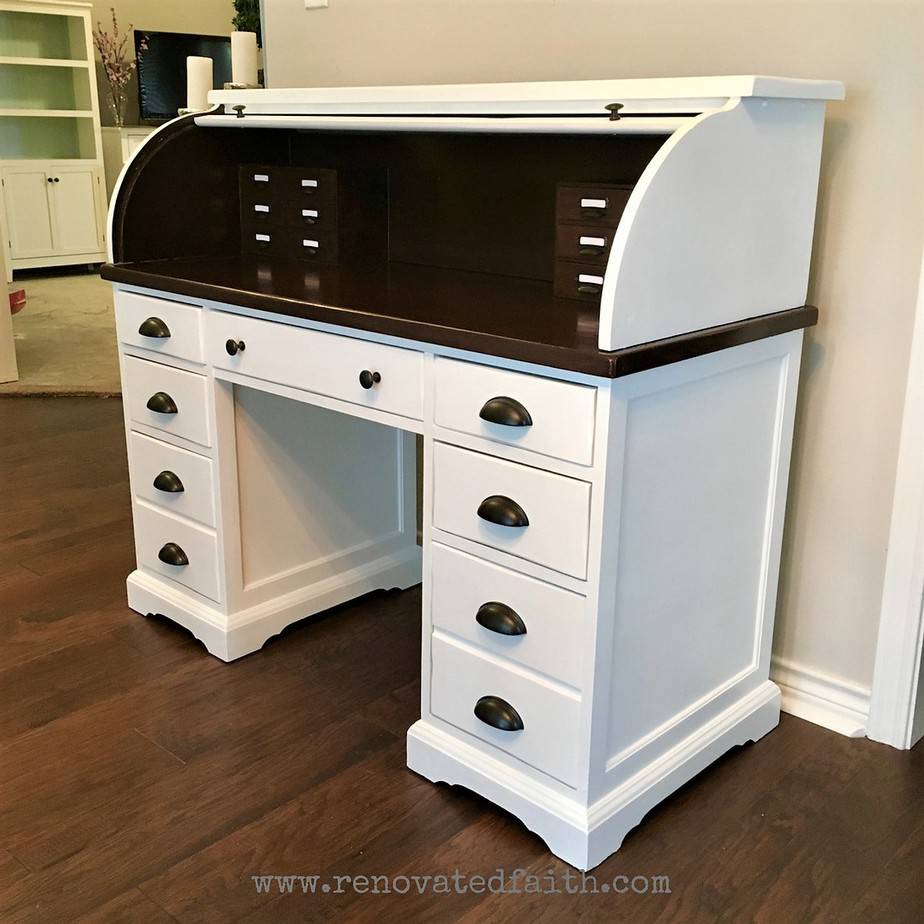 Rolltop Desk with Stained Top