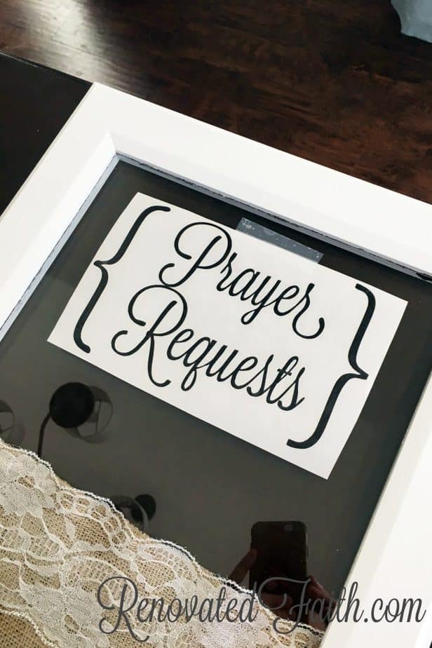 DIY Prayer Request Board - I made this Prayer Request Board as a reminder in my home to keep God at the center of my heart. www.renovatedfaith.com #faith #prayer #prayerrequestboard