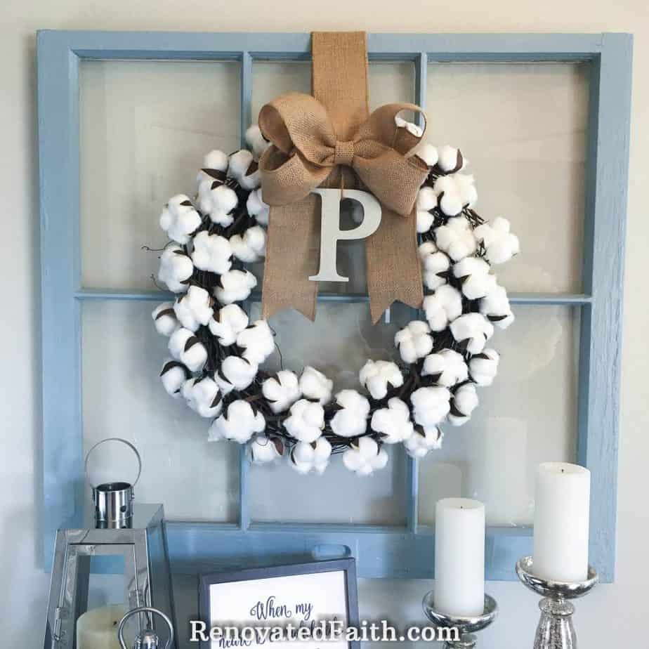 Easy, DIY Cotton Wreath for Under $10 #diywreath #cottonwreath #godhearsourprayers