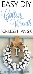 Easy, DIY Cotton Wreath for Less Than $10 #cottonwreath #diywreath #godhearsourprayers