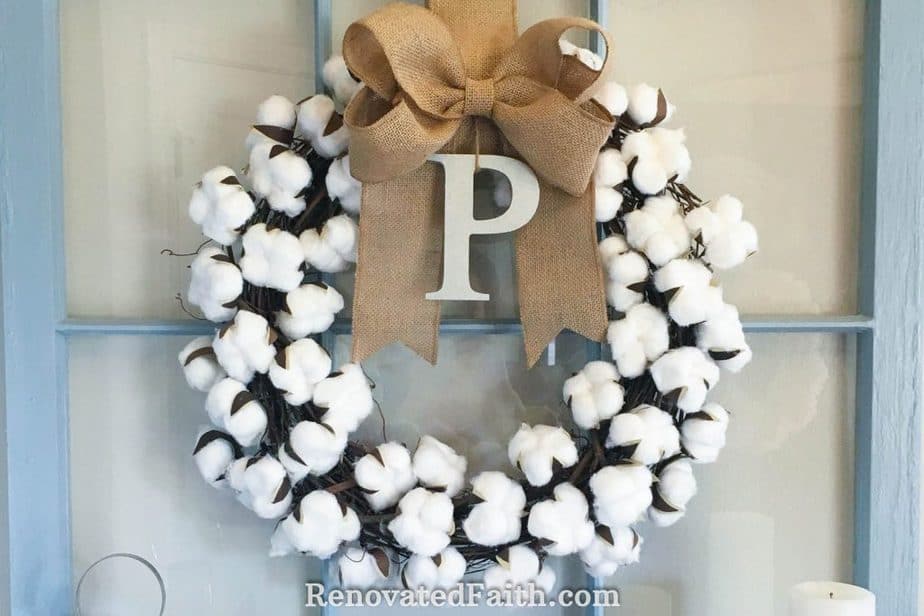 Easy, DIY Cotton Wreath for Less Than $10 #cottonwreath #diywreath #godhearsourprayers