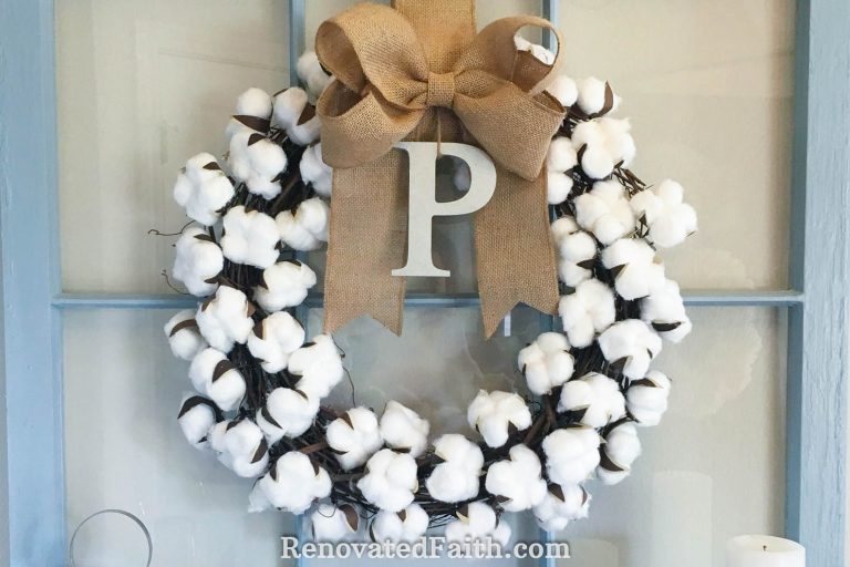 Easy, DIY Cotton Wreath For Less Than $10