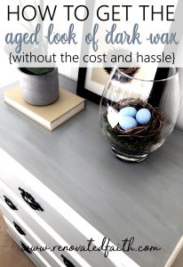 Refinish furniture with less cost, time and hassle while achieving a more durable finish with my better alternative to chalk paint. I'll even show you how to get the aged look of dark wax without the extra time involved.. #alternativetochalkpaint #chalkpaint #waxfurniture #agedlook #renovatedfaith www.renovatedfaith.com