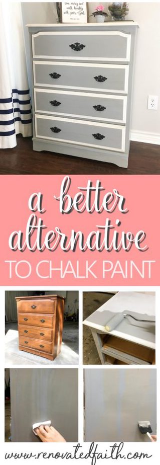 Refinish furniture with less cost, time and hassle while achieving a more durable finish with my better alternative to chalk paint. I'll even show you how to get the aged look of dark wax without the extra time involved.. #alternativetochalkpaint #chalkpaint #waxfurniture #agedlook #renovatedfaith www.renovatedfaith.com