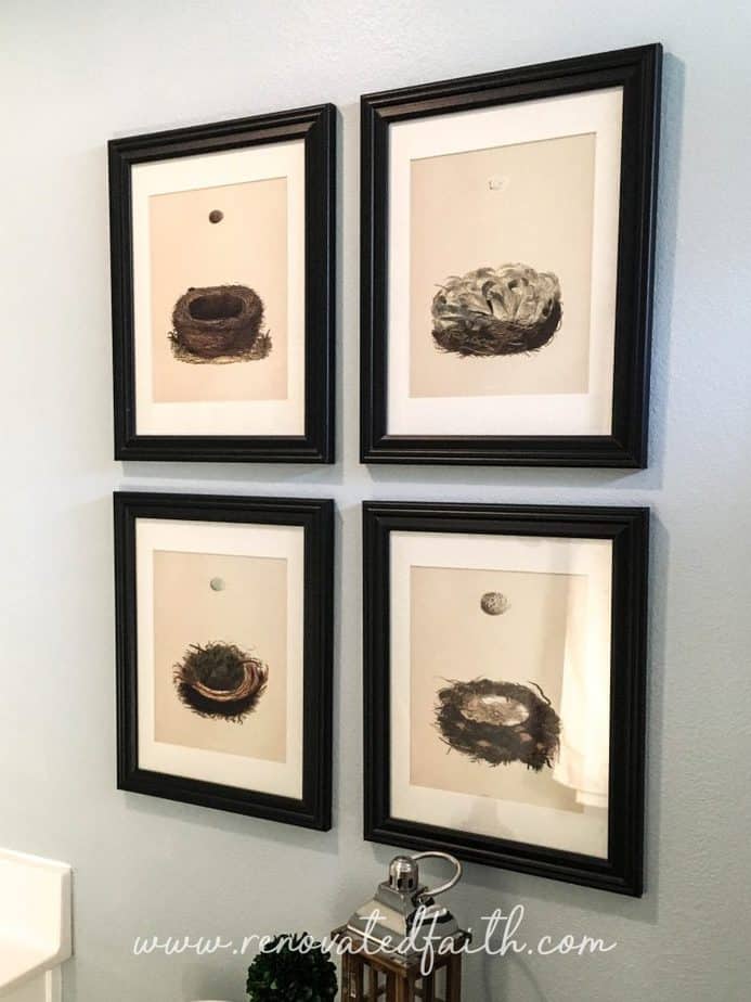 Bird Nest Decor / DIY Framed Nest Art - What is it about bird's nests that are so inviting? Maybe it's the hint of spring or the thought of something new and wonderful on the horizon. This post will help you implement some bird's nest decor ideas in your home as well as make your own DIY framed nest art. #diyframedart #nestwallart #birdnestdecor #birdnest #renovatedfaith www.renovatedfaith.com