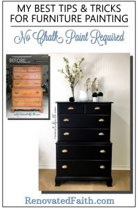 Must-Have Painting Tips - Don't start your DIY project without these tips for painting furniture. These painting tricks will make any furniture makeover or wall painting project go faster and smoother. FREE DOWNLOAD. #renovatedfaith #paintingtips #paintingtricks #furnituremakeover #howtopaintadresser