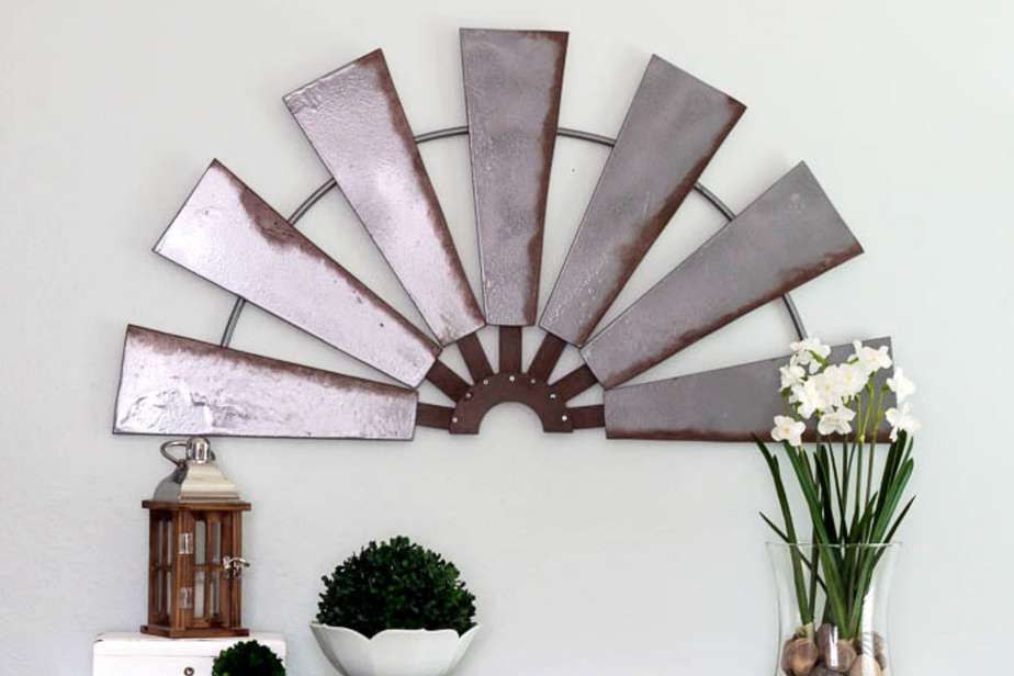 Rustic Farmhouse Metal Windmill Wall Hook - Decorative Home Décor