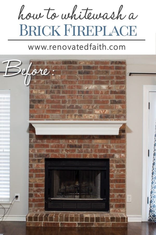 how to whitewash a brick fireplace