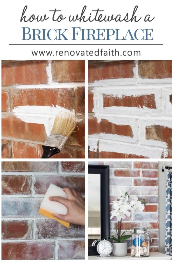 whitewash a brick fireplace