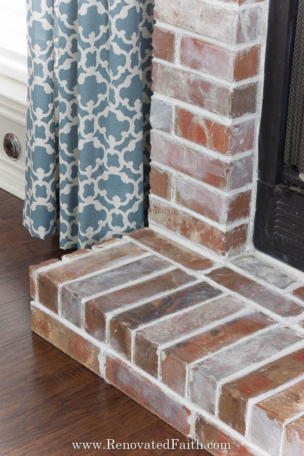 whitewash a brick fireplace