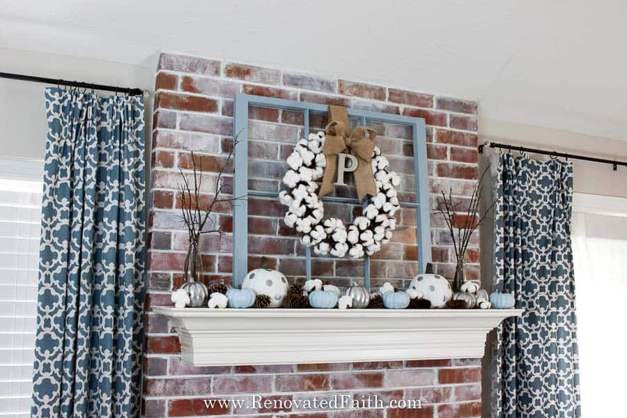 Blue Thanksgiving Decor with Dollar Store Pumpkins