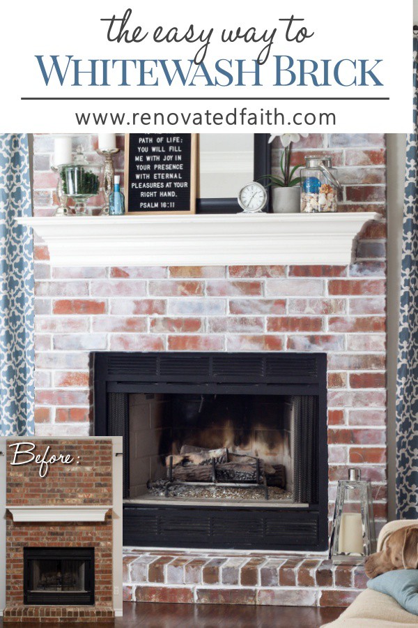 To Whitewash A Dated Brick Fireplace, What Color Paint To Whitewash Brick Fireplace