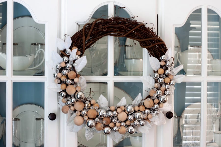Rustic Glam Christmas Wreath & Decor: Make a Christmas Wreath with Ornaments & Wood Balls