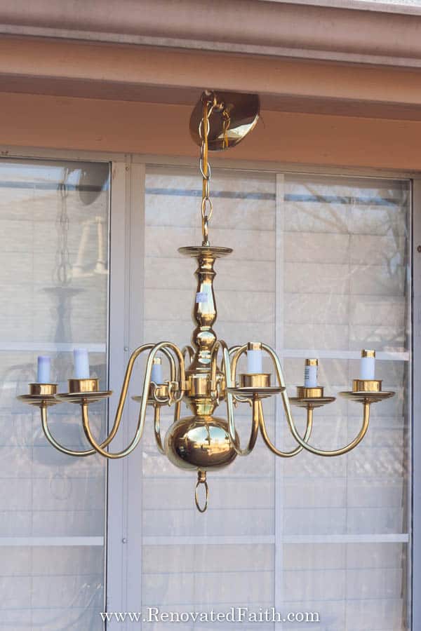 updating brass chandelier