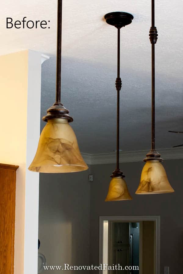 Spray Paint Light Fixture Hack in Trendy Antique Brass