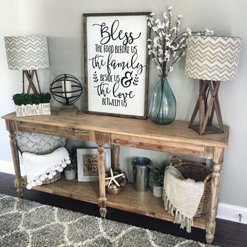 decorating a console table in entryway