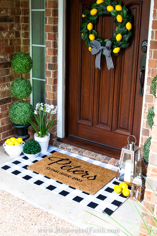 Farmhouse Buffalo Check Door Mat - Durable Coir Welcome Mats for Outdoor -  Layered Look Outdoor Mat - Cute Front Door Mats for Outdoor, Indoor, Porch