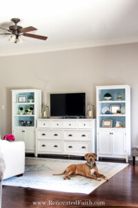 diy entertainment center with bookshelves