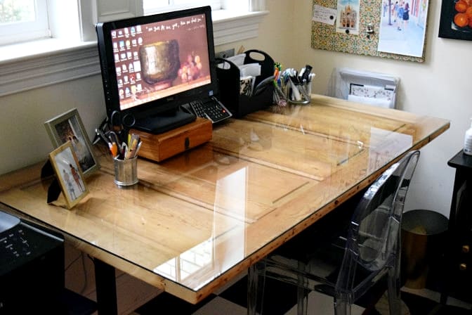 diy desk out of a door