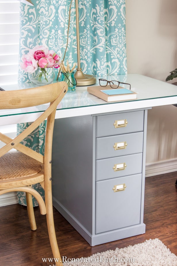 diy desk out of a door