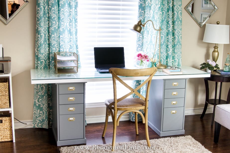 diy desk out of a door