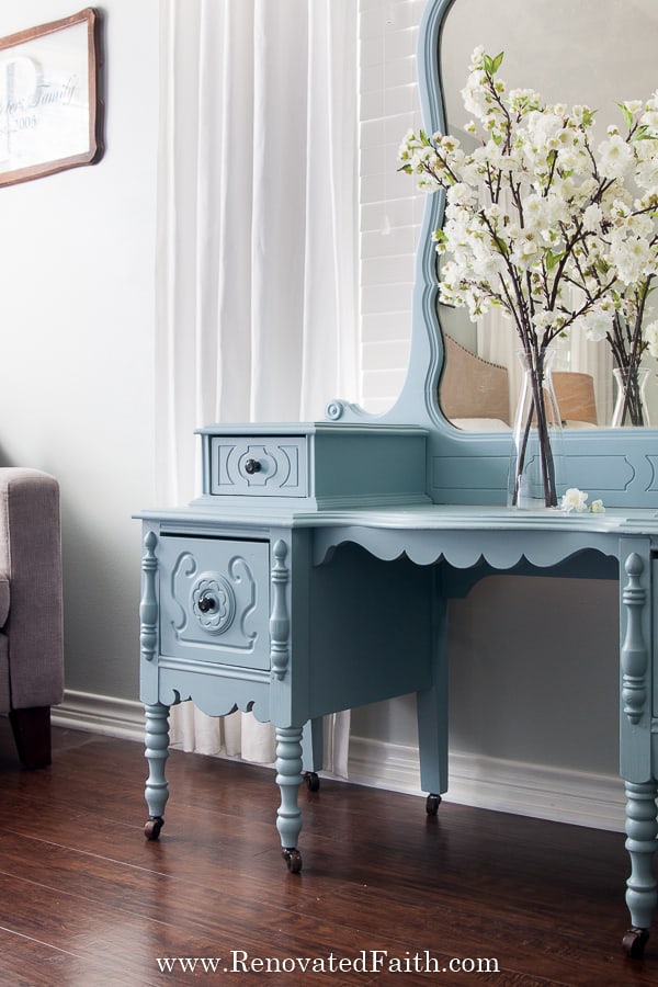 How to Apply Milk Paint on Furniture - Beautiful Vanity Makeover - Designed  Decor