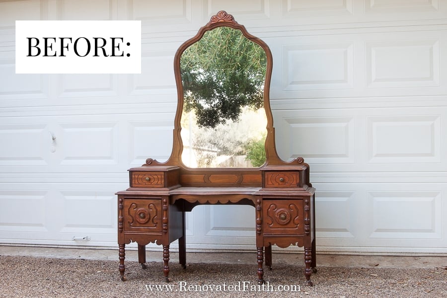 Vintage Vanity Makeover, Antique Vanity Table With Mirror