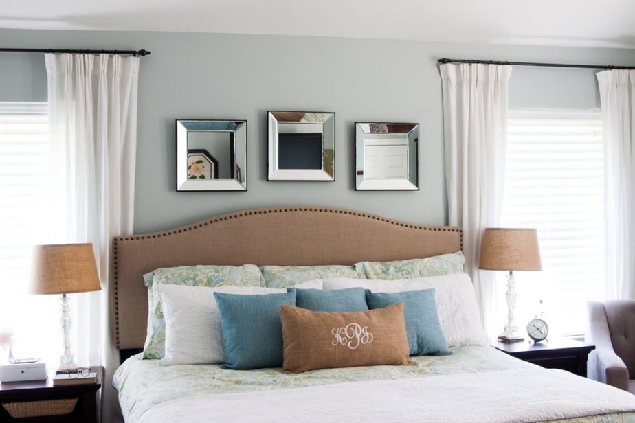 Grey and Muted Taupe Bedroom Colour Scheme with Festive Vibes