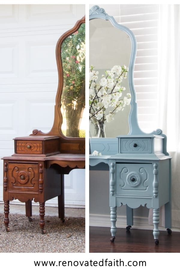 How to Apply Milk Paint on Furniture - Beautiful Vanity Makeover - Designed  Decor