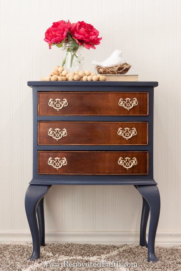 how to paint furniture navy blue