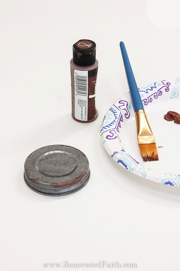 how to paint mason jar lids