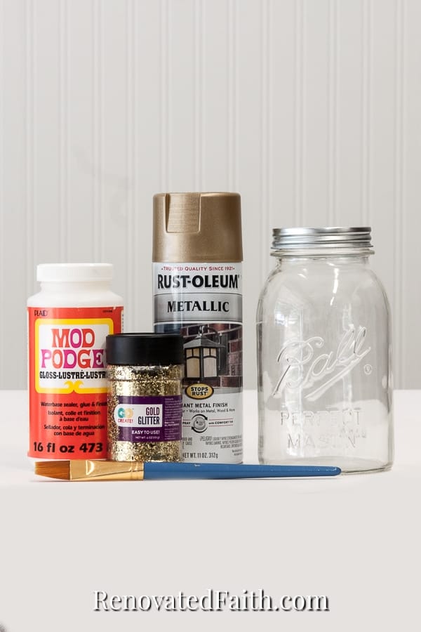 how to paint mason jars gold