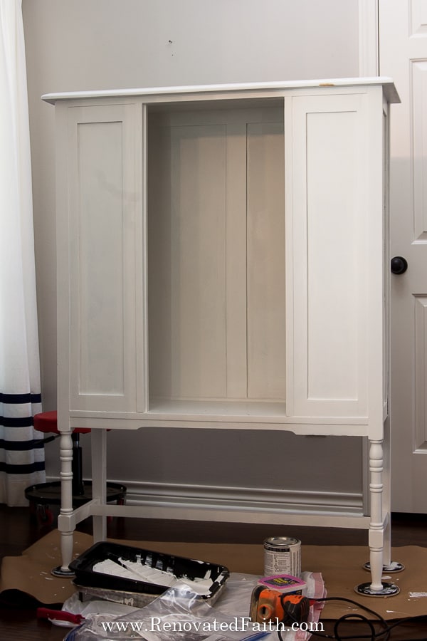 Painted Armoire  How to Paint Furniture White 