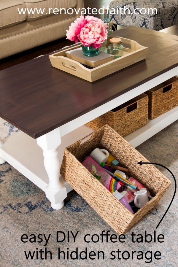 Easy DIY Farmhouse Coffee Table With Turned Legs 