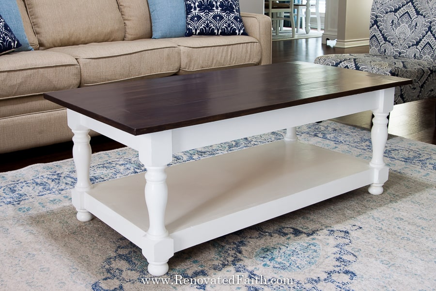 Easy DIY Farmhouse Coffee Table With Turned Legs