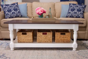 Easy DIY Farmhouse Coffee Table With Turned Legs