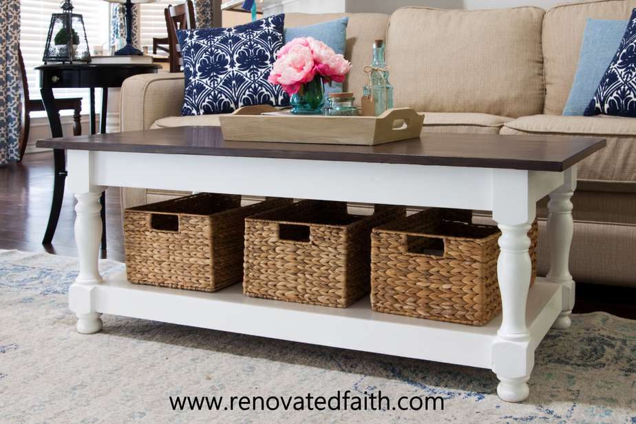 Easy DIY Farmhouse Coffee Table with Turned Legs