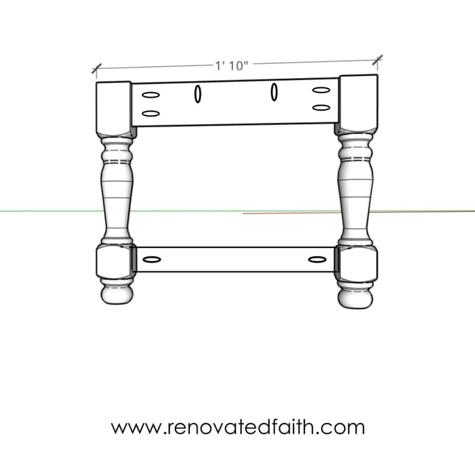 diy farmhouse coffee table with turned legs