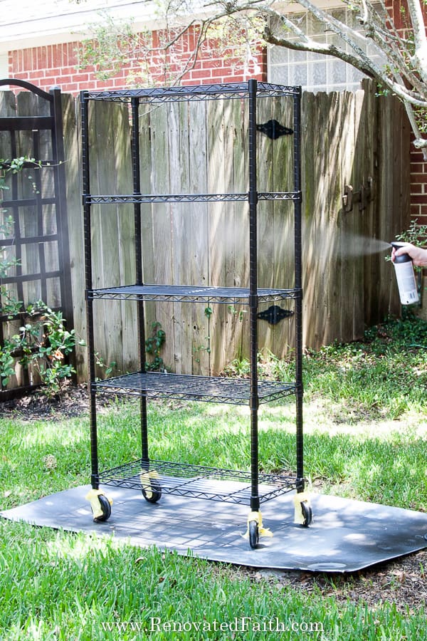 Super Easy Diy Industrial Shelves On A, Spray Paint Wire Shelving
