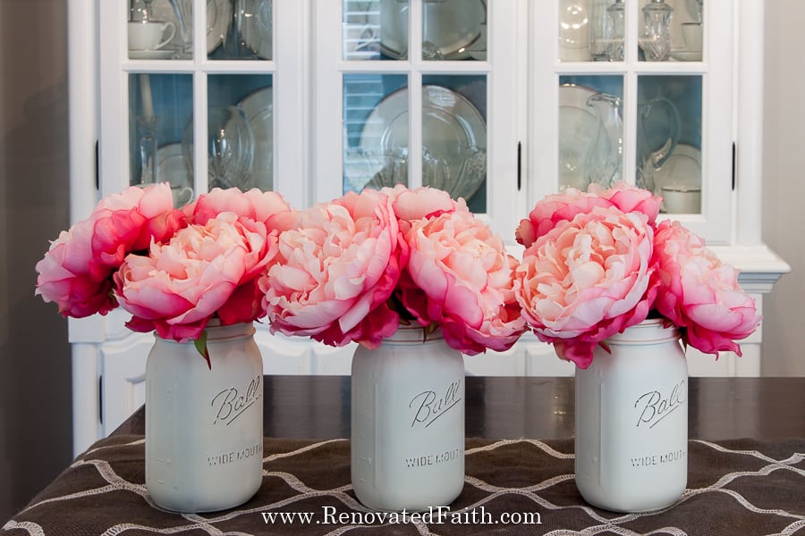 chalk painted jars with spray paint