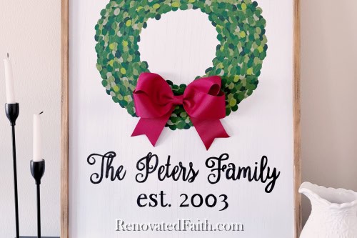 wreath fingerprint wall art family craft