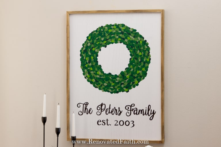 DIY Fingerprint Wreath Wall Art (Personalized with Your Family’s Fingerprints & Name!)