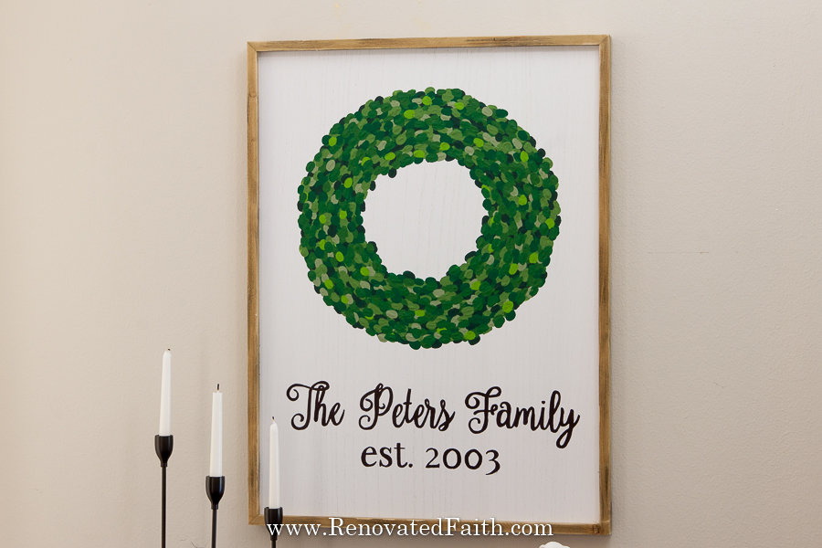 DIY Fingerprint Wreath Wall Art (Personalized with Your Family’s Fingerprints & Name!)