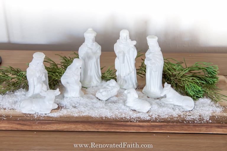 Give an Outdated Nativity Set a Stunning Makeover (Works With Christmas Villages, Too!)